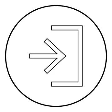 Entry input enter door icon black color in circle round Stock Illustration
