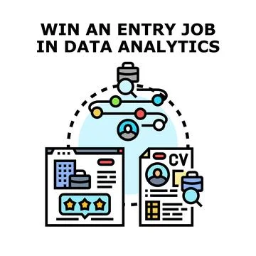 Entry job recruitment process for data analytics Stock Illustration