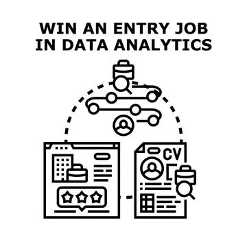 Entry job recruitment process for data analytics Stock Illustration