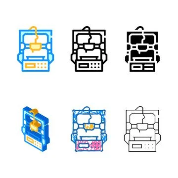 Entry level 3d simplified printer color icon vector Stock Illustration