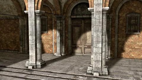 Entry of a monastery Stock Illustration