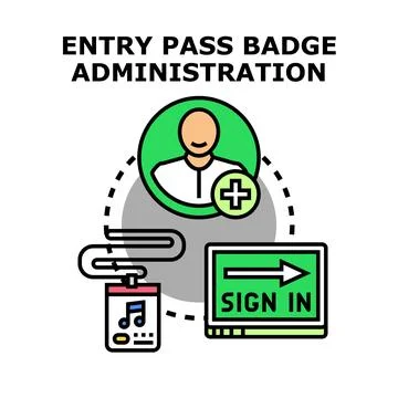 Entry pass system managing user access administration Stock Illustration