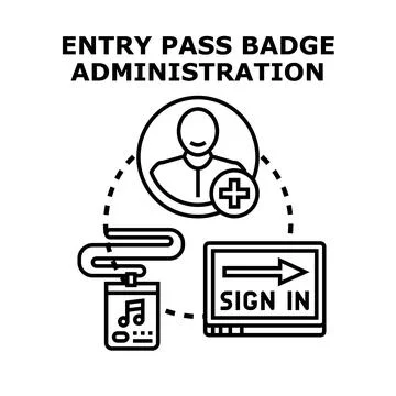 Entry pass system managing user access administration Stock Illustration