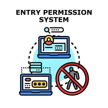 Entry permission system managing digital access security Illustrazione stock