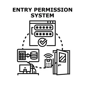 Entry permission system regulating digital access management Stock Illustration