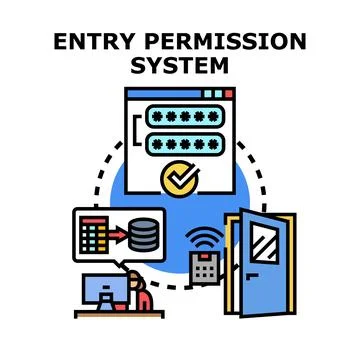 Entry permission system regulating digital access management Illustrazione stock
