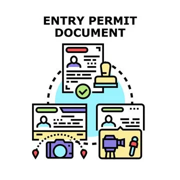 Entry permit document application process concept Illustrazione stock