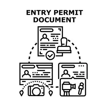 Entry permit document application process concept Illustrazione stock