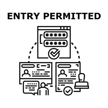 Entry permitted concept with online access and verified documents Stock Illustration