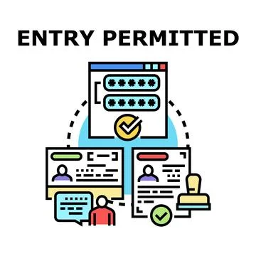 Entry permitted concept with online access and verified documents Stock Illustration