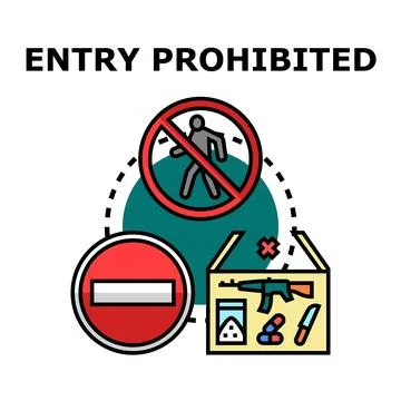 Entry prohibited concept with dangerous items and stop sign 스톡 일러스트