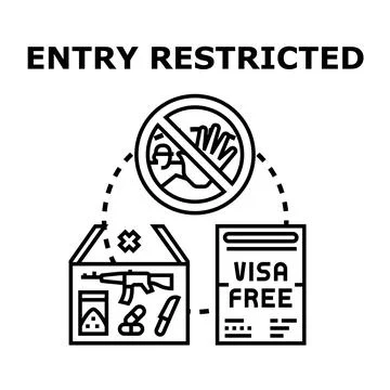 Entry restricted border control immigration rules process Stock Illustration