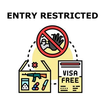 Entry restricted border control immigration rules process Stock Illustration