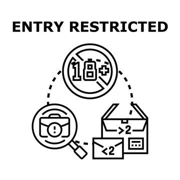 Entry restricted concept with age limit and data access Stock Illustration