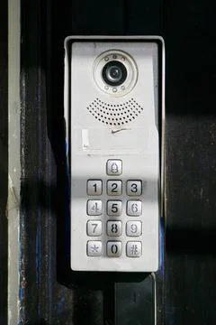 Entry security with codes and camera Stock Photos