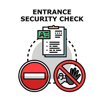 Entry security process authorizing access checking document Stock Illustration