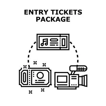 Entry tickets package for entertainment event activity Ilustração Stock