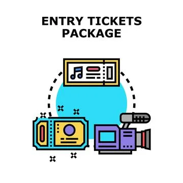 Entry tickets package for entertainment event activity Stock Illustration