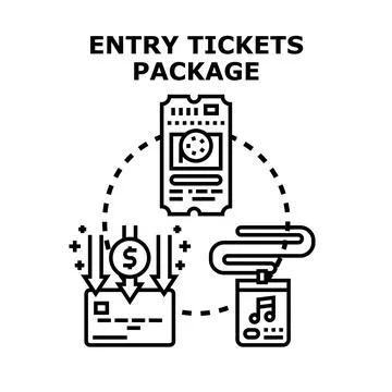 Entry tickets package purchase with online payment and access 库存插图
