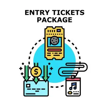 Entry tickets package purchase with online payment and access Illustrazione stock
