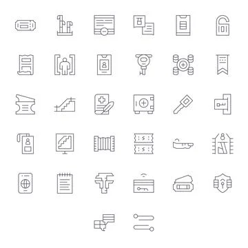 Entry Vector Icon Collection featuring 32 Grid Fitted High Resolution Thin .. Ilustración de archivo