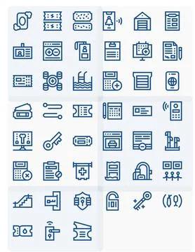Entry Visual Pack containing 45 Bold Line Pixel Optimized Vector Icons Ilustración de archivo
