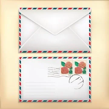 Envelop Front &amp; Back with Stamp. Stock Illustration