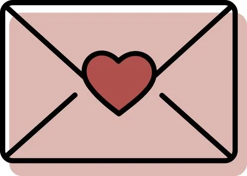 Envelop with red heart mail icon Stock Illustration