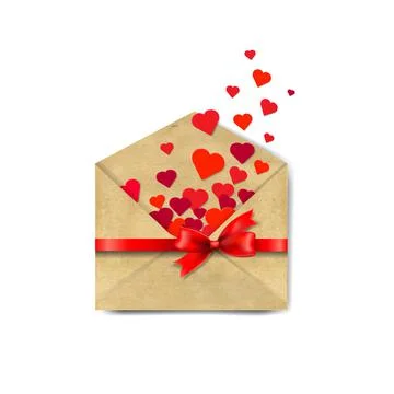 Envelop With Red Hearts White Background Stock Illustration