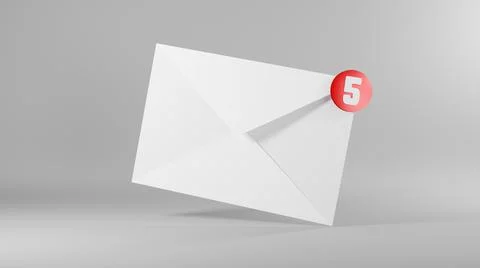 Envelope 3D E-mail icon and five messages notification Stock Illustration