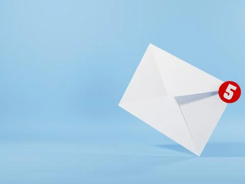 Envelope 3D E-mail icon and five messages notification イラスト素材