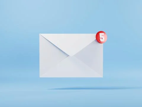 Envelope 3D E-mail icon and five messages notification イラスト素材