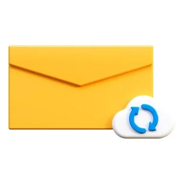 Envelope. 3D envelope with cloud storage message sync icon. . Stock Illustration