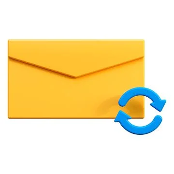 Envelope. 3D envelope with message sync icon. Downloading and updating the chat. Stock Illustration
