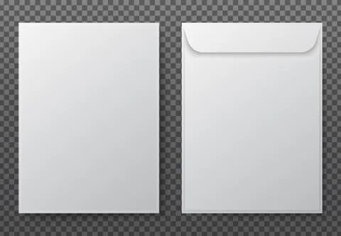 Envelope a4. Paper white blank letter envelopes for vertical document. Vector Stock Illustration