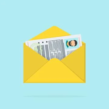 Envelope with abstract document color icon, vector Stock Illustration