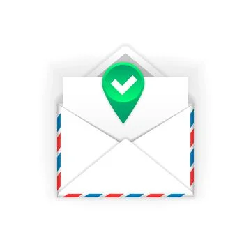 Envelope with accept sign flat icon Stock Illustration