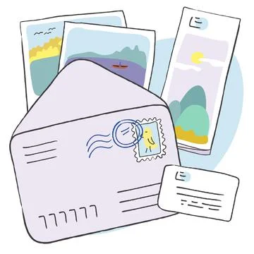 Envelope with advertising brochures Illustrazione stock