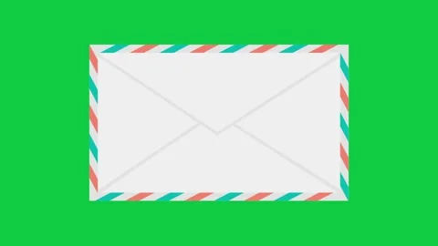 Envelope with airmail border on green screen for postal designs. Stock Footage 296635239