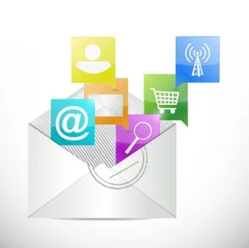 Envelope and apps inside. illustration design Stock Illustration