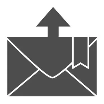 Envelope and up arrow solid icon. Mail letter, sending message symbol, glyph Stock Illustration