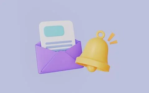 Envelope and bell notification, Notification and alerts Stock Illustration