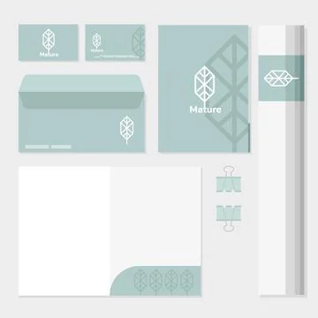 Envelope and bundle of mockup set elements in white background Stock Illustration