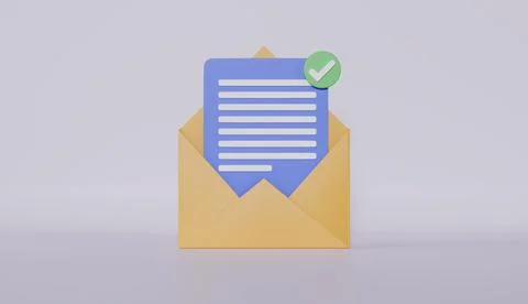 Envelope and Document Check mark icon symbols, postal, Mail invitation Stock Illustration