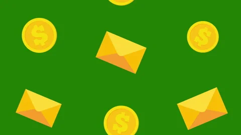 Envelope and dollar coin background rotation animation. Stock Footage 167817956