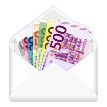 Envelope and euro banknotes 스톡 일러스트