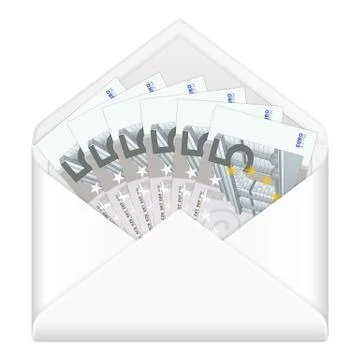 Envelope and five euro banknotes Stockillustratie