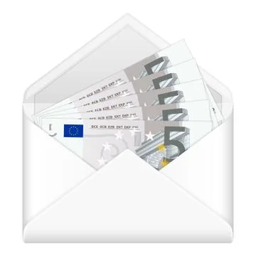 Envelope and five euro banknotes Stock Illustration
