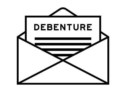 Envelope and letter sign with word debenture as the headline Stock Illustration