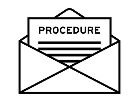 Envelope and letter sign with word procedure as the headline Illustrazione stock